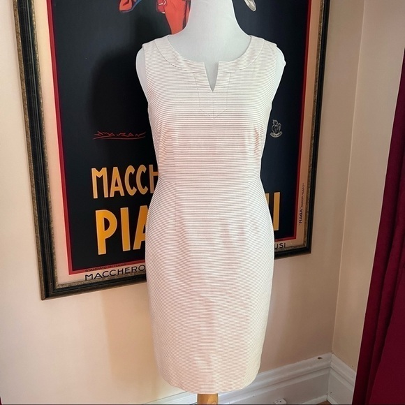 Talbots: NWT Red, Cream and Black Textured Horizontal Striped Dress Size 10 - Picture 13 of 13